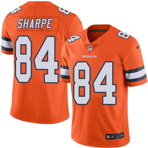 Nike Broncos #84 Shannon Sharpe Orange Men's Stitched NFL Limited Rush Jersey - Click Image to Close